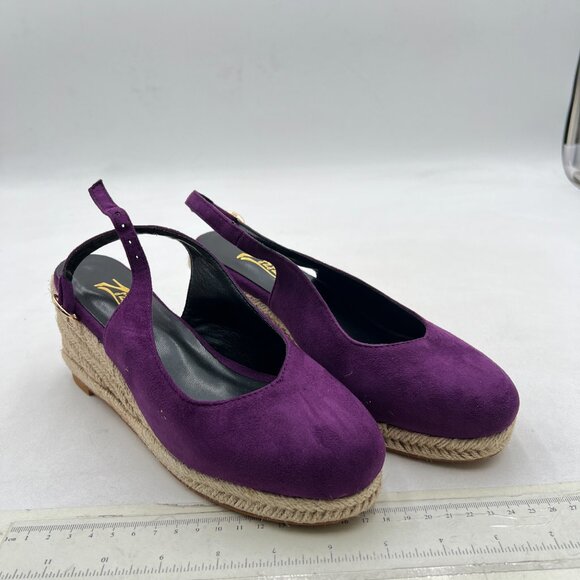 Zszszsu Purple Espadrille Wedge Closed Toe Slingback Buckled Platform Pumps - Picture 4 of 8